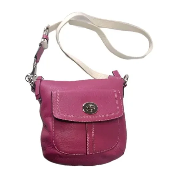 Coach Hamilton Leather Messenger Crossbody Bag Raspberry Pink Swingpack - Picture 4 of 9